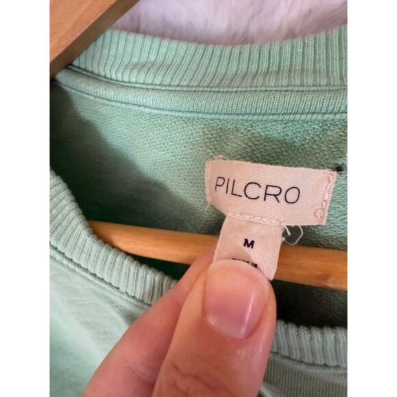 Anthropologie Pilcro Cropped Batwing Sweatshirt Mint Green Retro Style Top Med - Picture 5 of 12